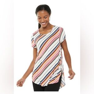 APT 9 - Scoop Neck Tunic Diagonal Stripe  1X